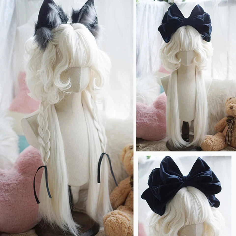 Long Wavy Blonde Cosplay Wig with Bangs