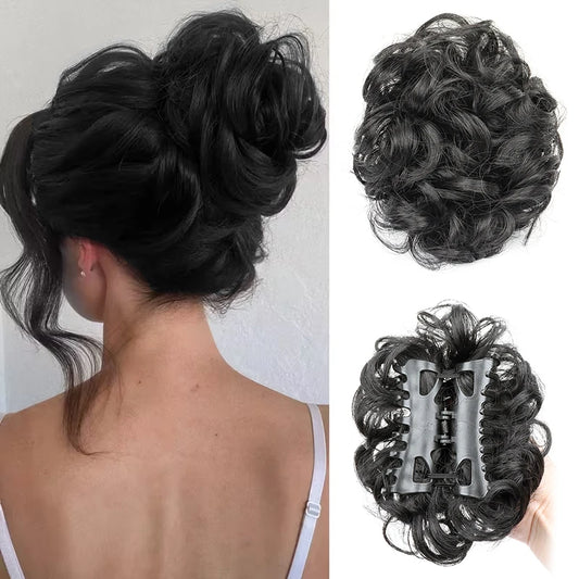 Messy Curly Claw Clip Bun Hair Extension for Women