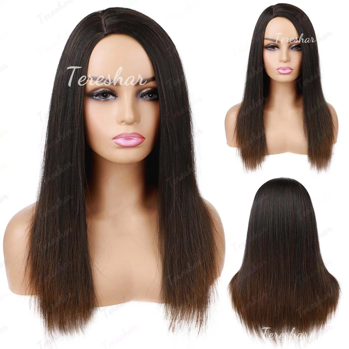 Straight Yaki Texture Synthetic Wig for Daily Wear
