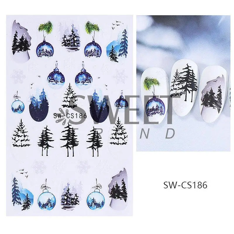 Festive 3D Christmas Nail Art Stickers for Holiday Manicure Decorations