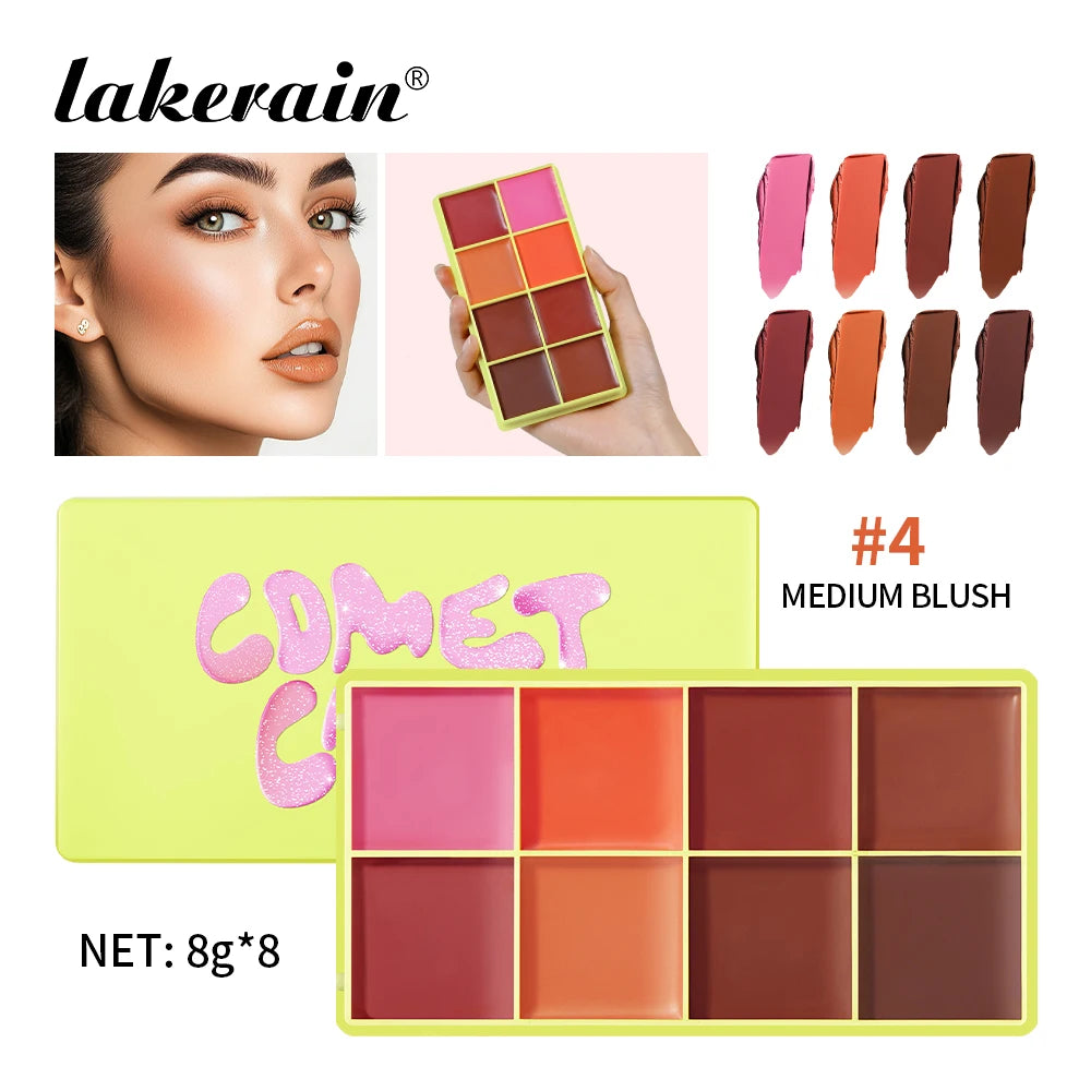 8-Color Cream Blush and Face Contouring Palette for Natural Makeup Looks - 1
