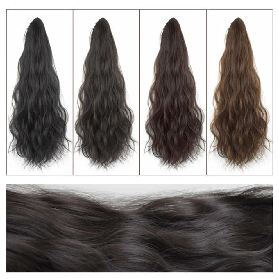 Long Wavy Claw Clip Ponytail Extension - 4
