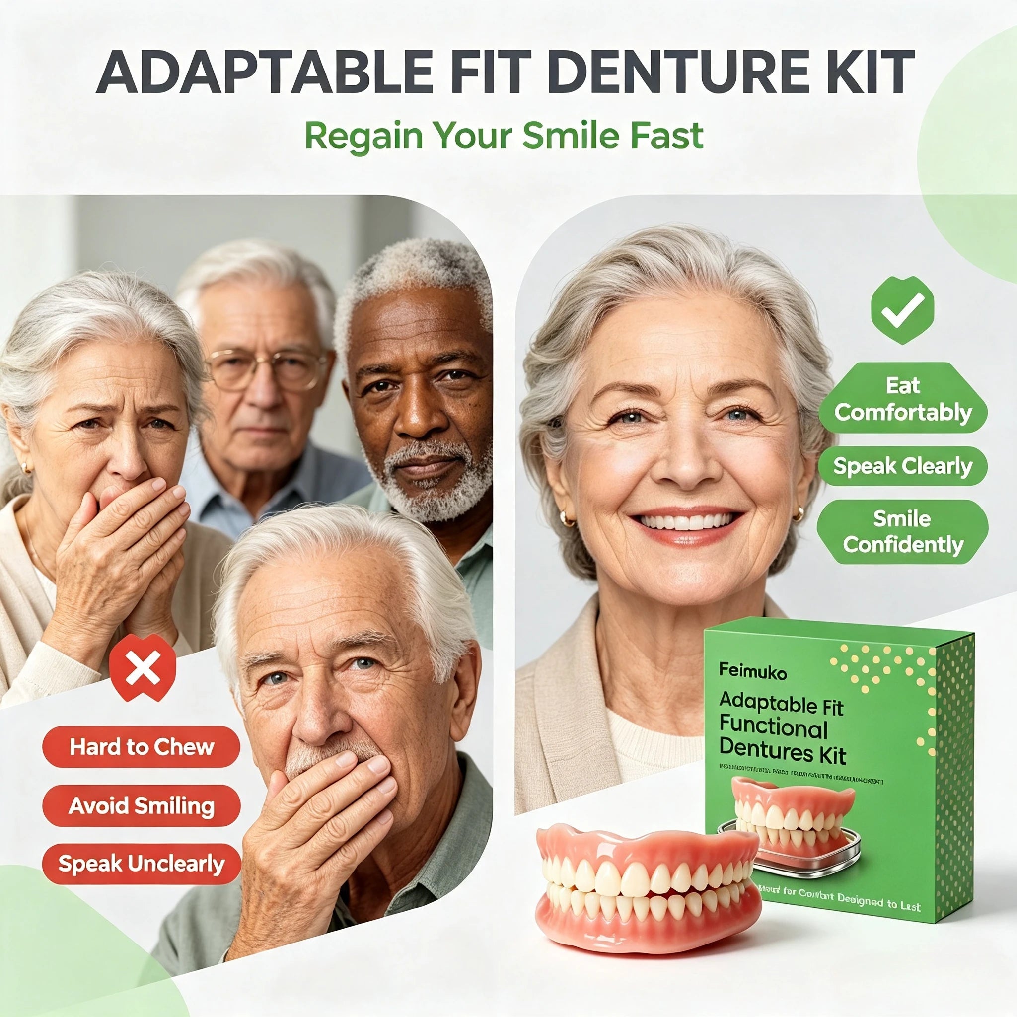 Comfort Fit Snap-On Dentures for Instant Realistic Smile - 2