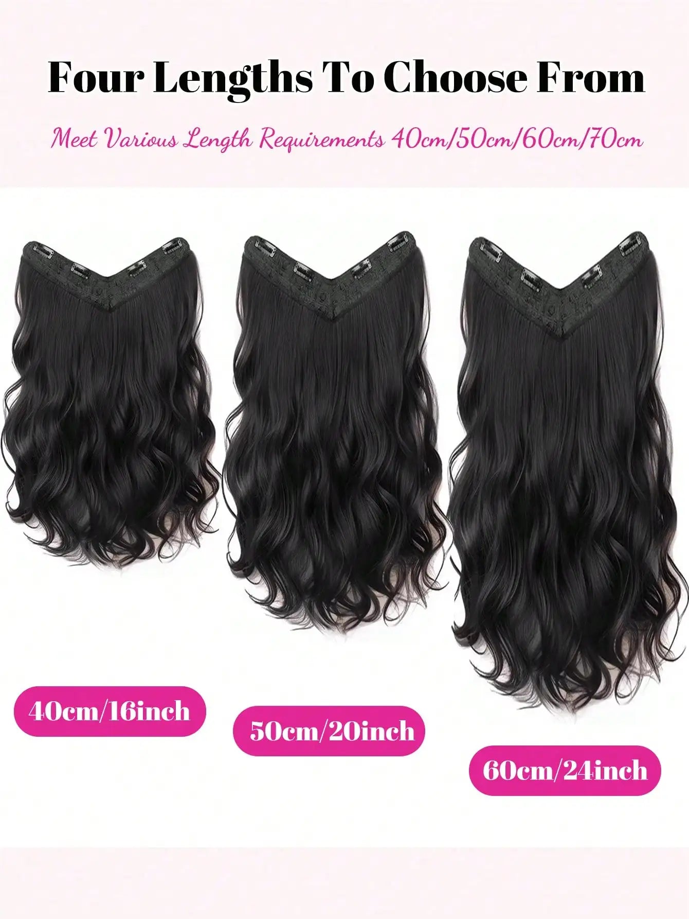 V-Shaped Long Wavy Clip-In Hair Extensions - 4