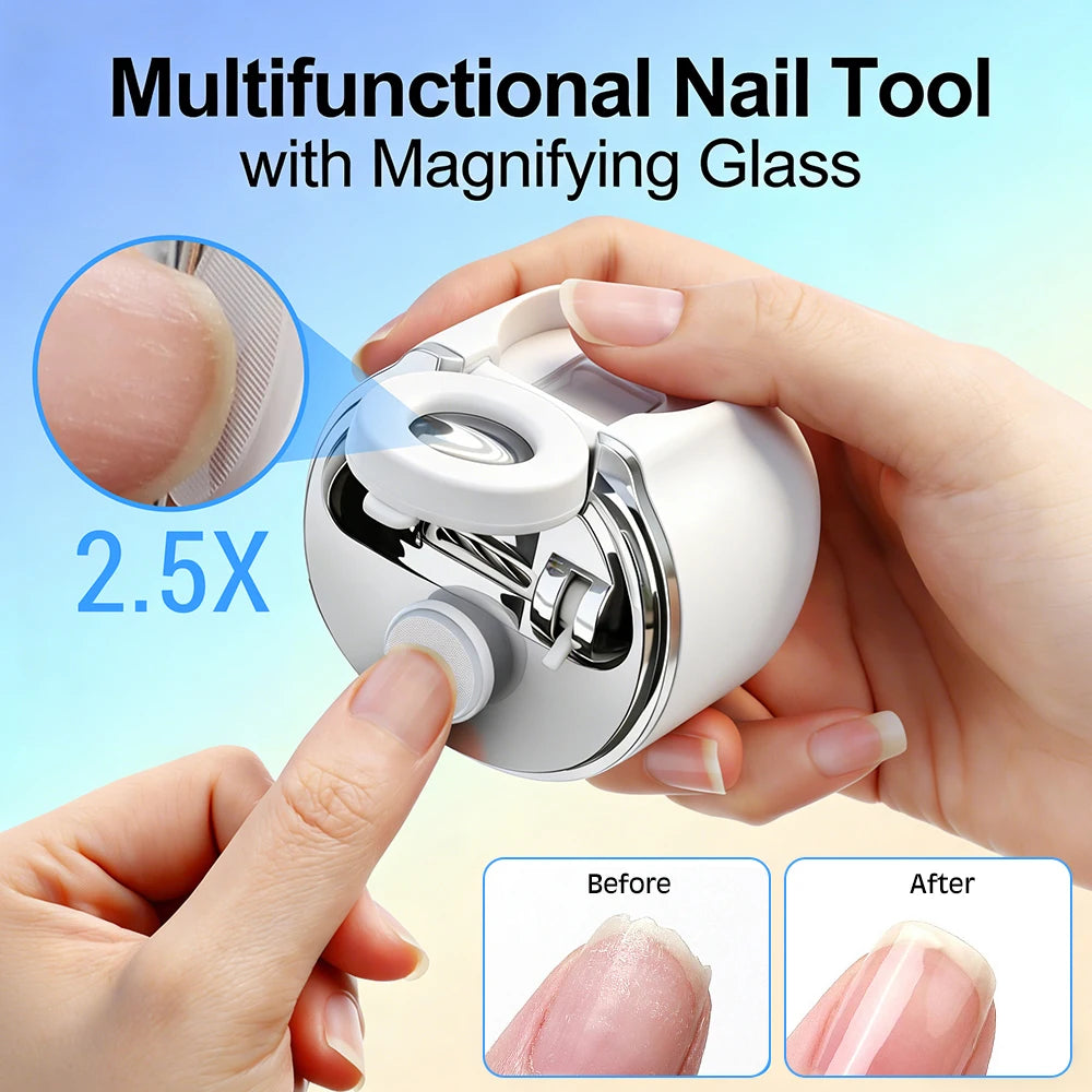 Automatic Electric Nail Clipper with LED Magnifier for Seniors and Adults