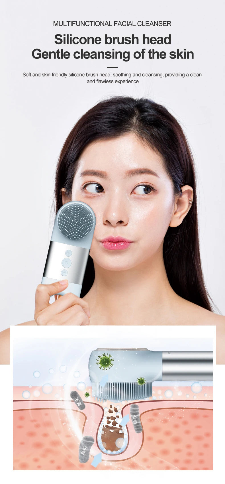 Heated and Cooling Facial Cleansing Brush for Deep Skin Exfoliation - 11