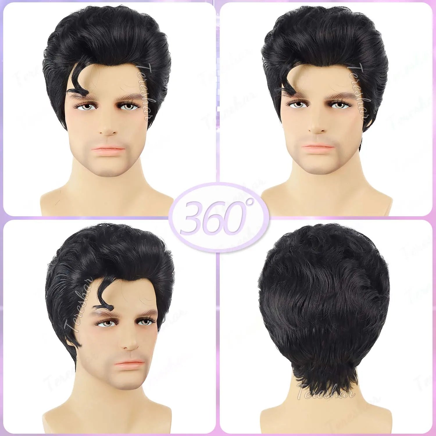 Short Black Rock Star Costume Wig for Men’s Cosplay and Disco Parties - 4