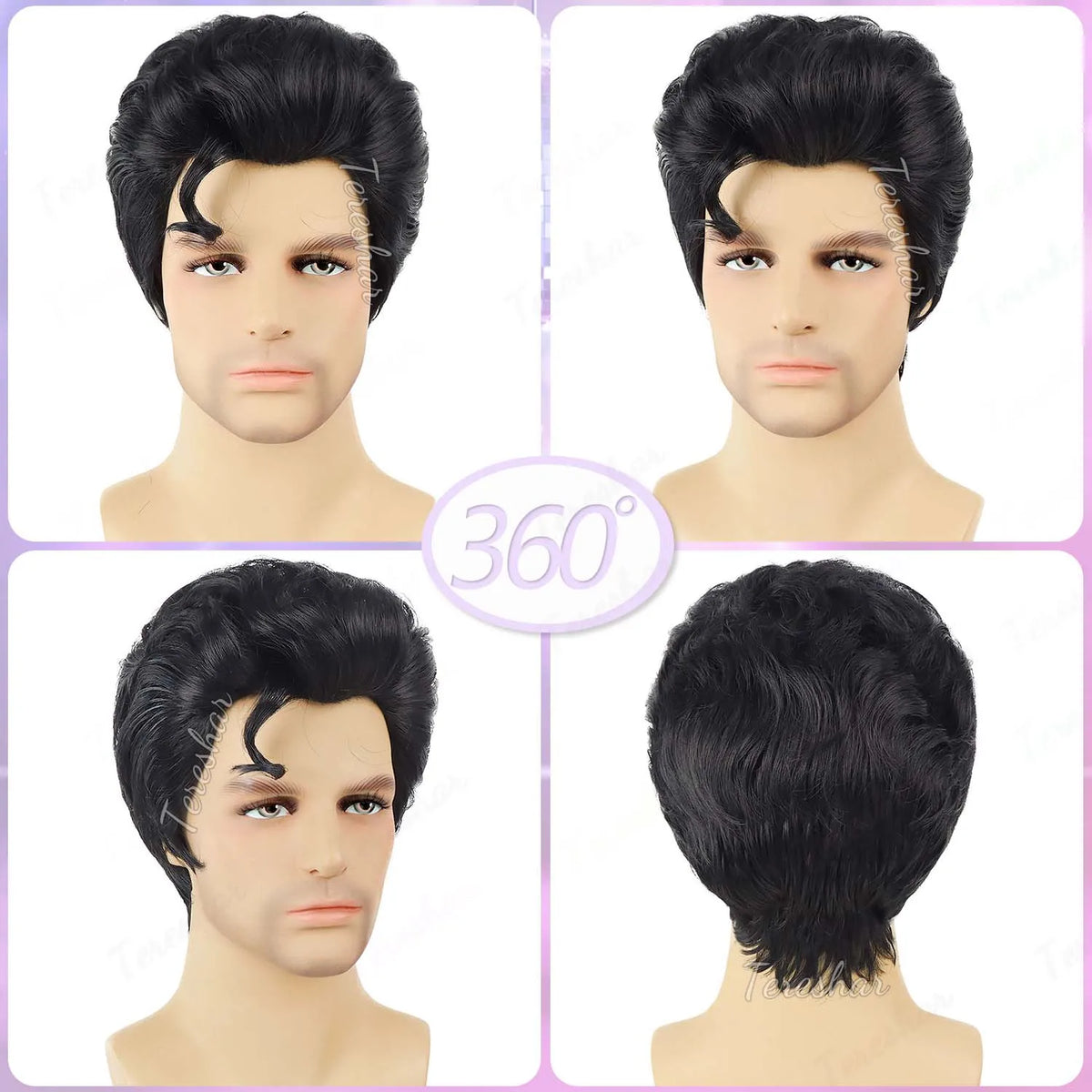 Short Black Rock Star Costume Wig for Men’s Cosplay and Disco Parties