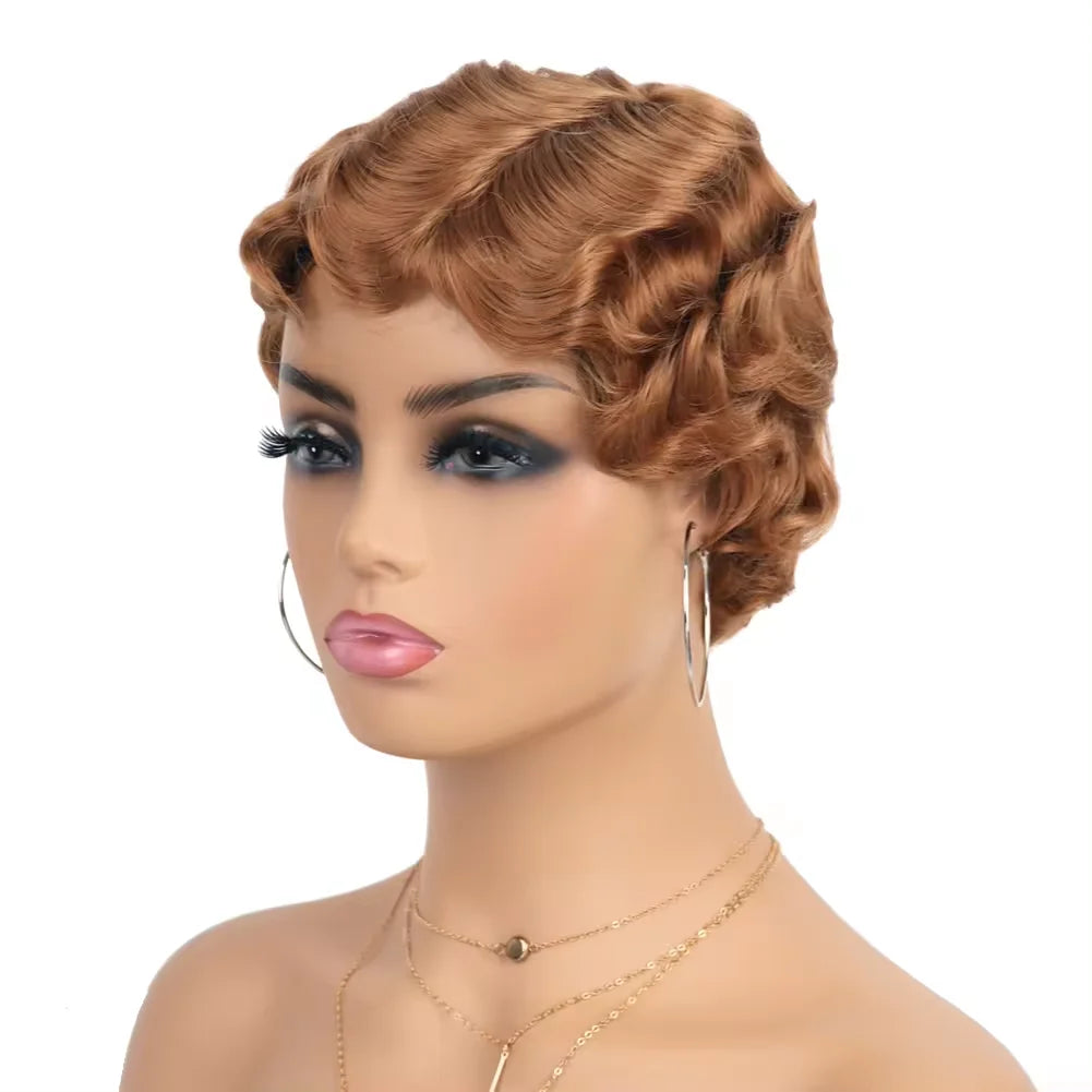 Short Finger Wave Curly Wig for Women Retro 1920s Style Party Hair