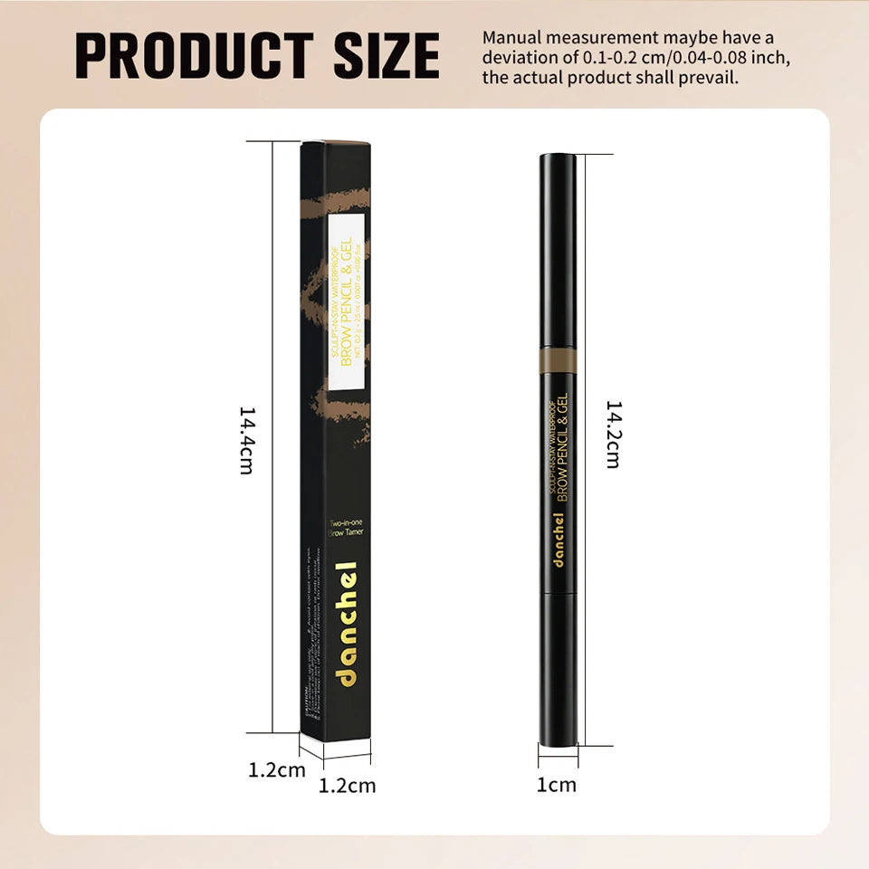 2-in-1 Waterproof Eyebrow Pencil and Gel for Natural Smudge-Proof Brows