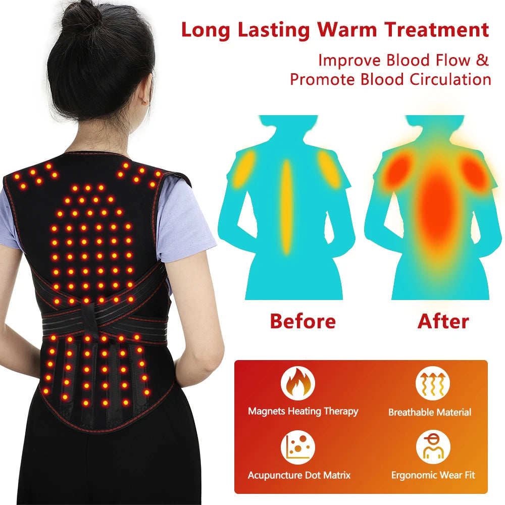 Self-Heating Tourmaline Magnetic Back and Shoulder Support Brace - 21