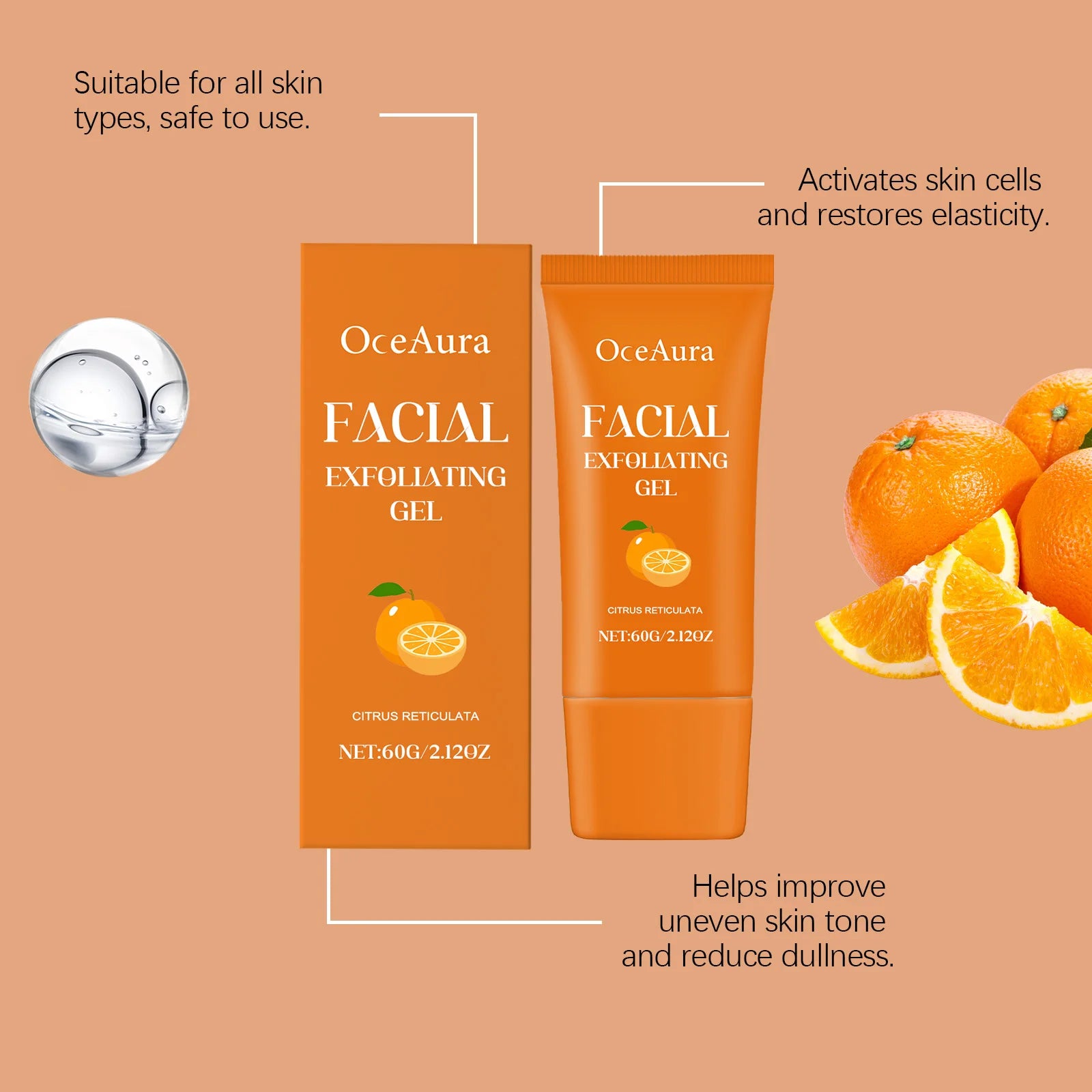 Brightening Orange Facial Exfoliating Gel for Smooth and Glowing Skin - 8