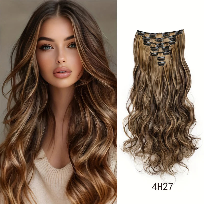 18-Inch Wavy Clip-In Synthetic Hair Extension Set