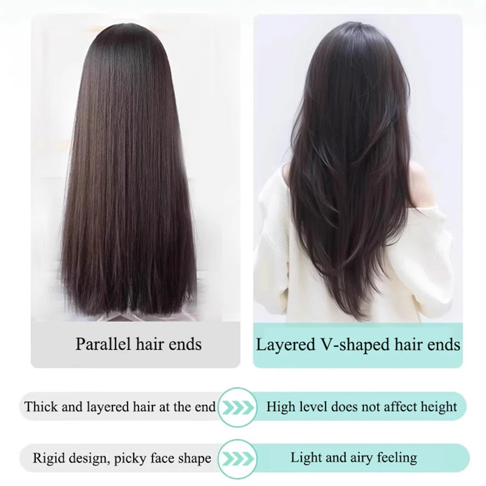 One-Piece Straight Layered Hair Extension with Clips for Women