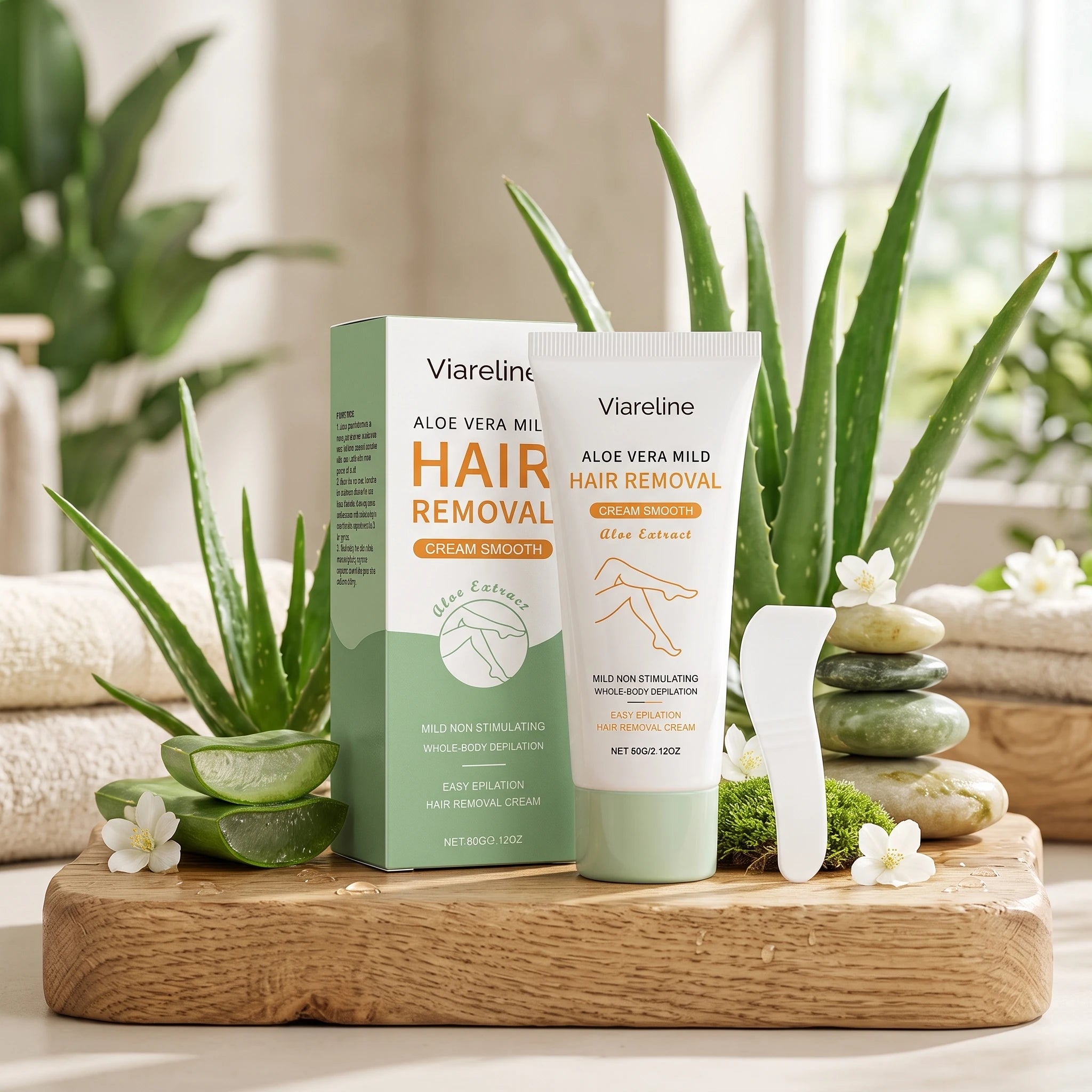 Aloe Vera Painless Hair Removal Cream for Smooth Whole Body Skin - 4