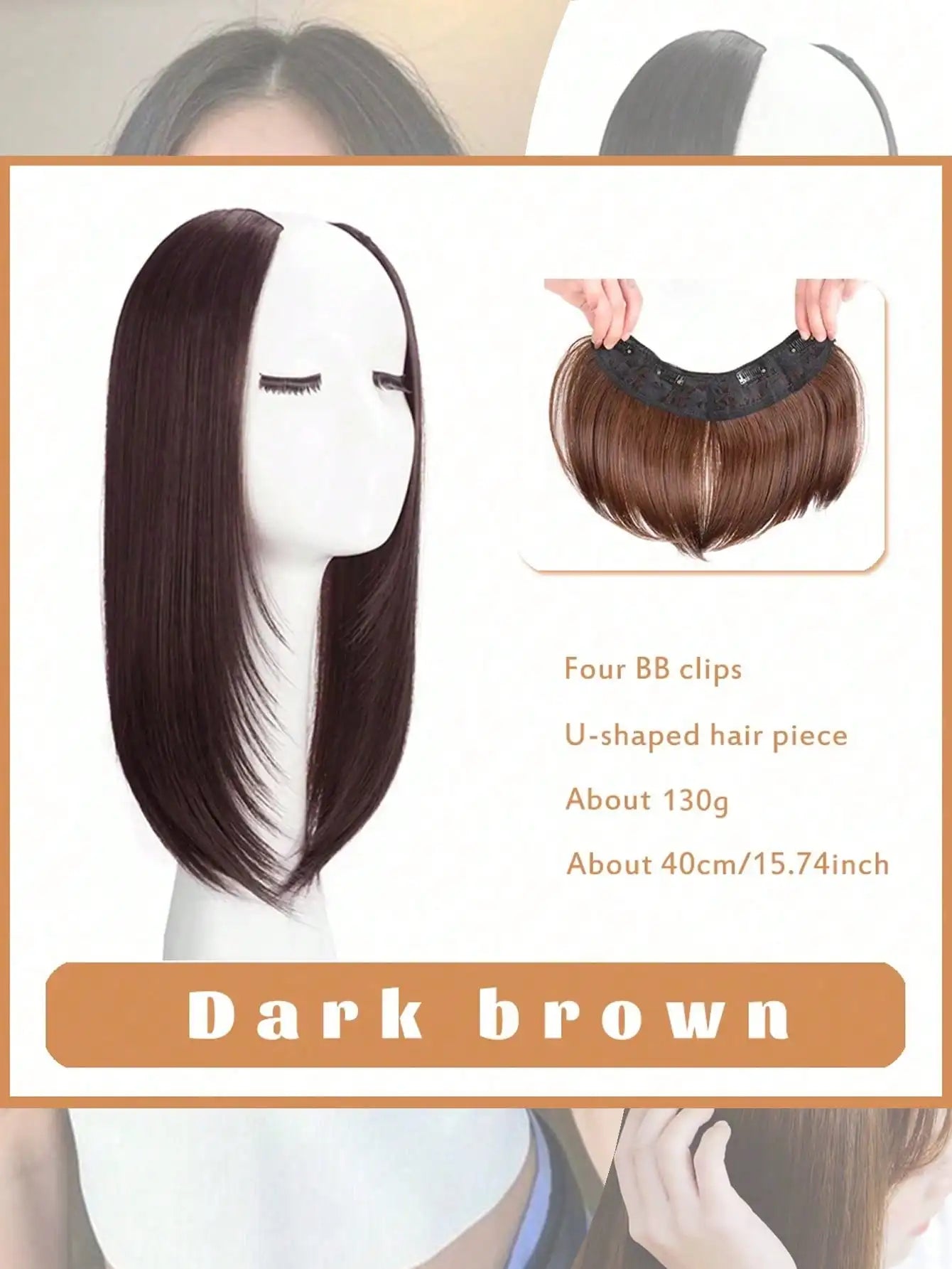 U-Shaped Long Straight Clip-In Hair Extension for Volume - 24