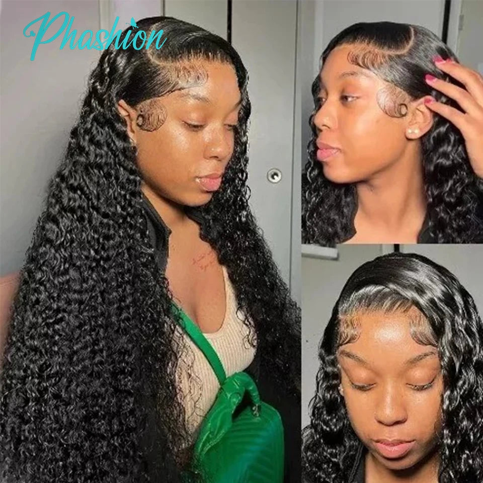 Deep Curly Human Hair 13x4 Transparent Lace Front Wig