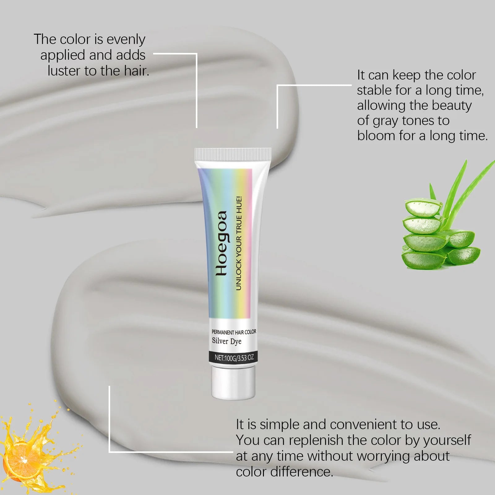 Permanent Silver Gray Hair Dye Cream for Natural White Hair Coverage - 3