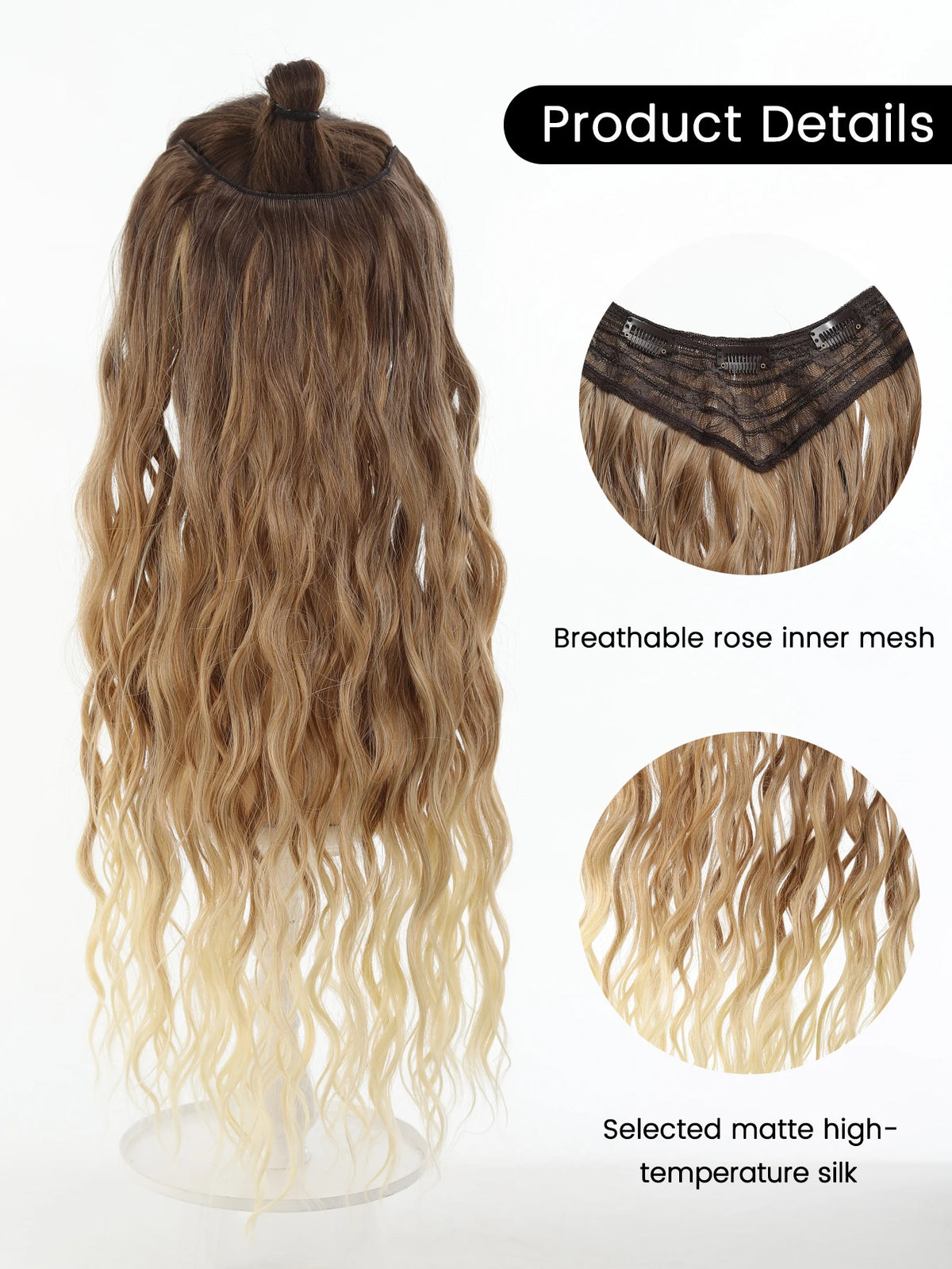 24-Inch V-Shaped Wavy Clip-In Hair Extensions for Instant Volume
