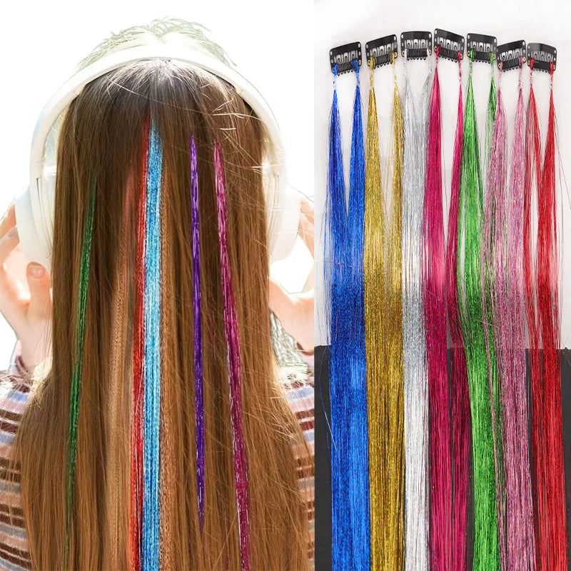 Clip-In Glitter Hair Extensions for Instant Highlights and Style - 6