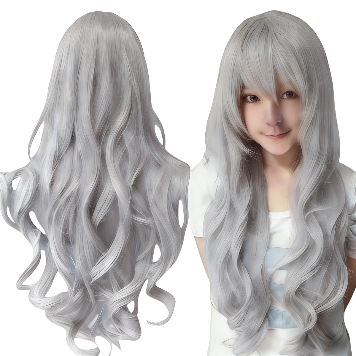Long Wavy Synthetic Cosplay Wig for Halloween and Costume Parties