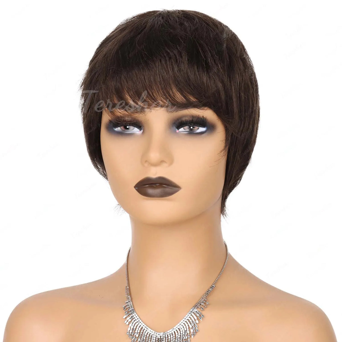 Short Layered Human Hair Pixie Cut Wig