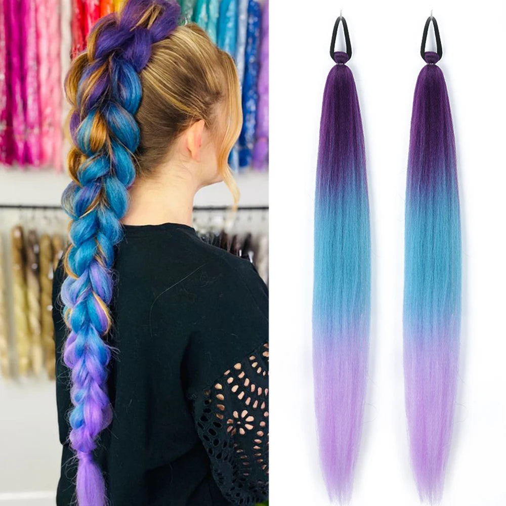 26-Inch Long Synthetic Colorful Ponytail Hair Extension for Women - 20