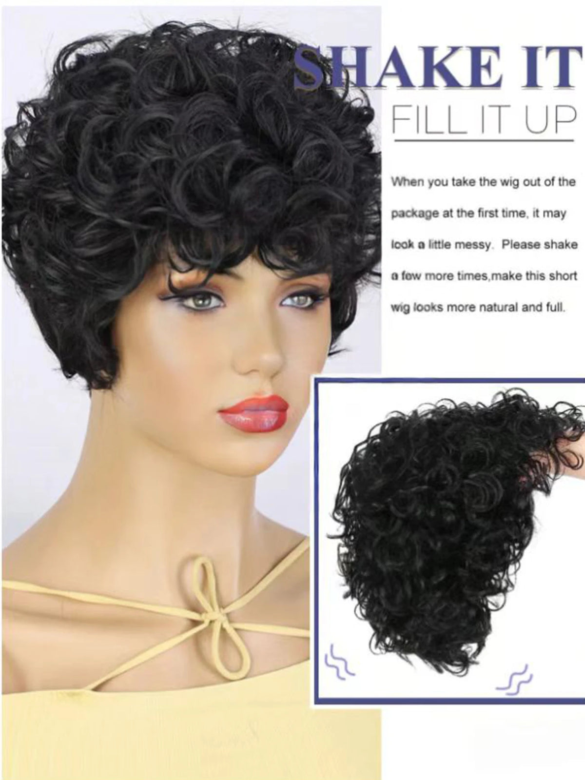 Short Curly Pixie Cut Wig for Daily Wear