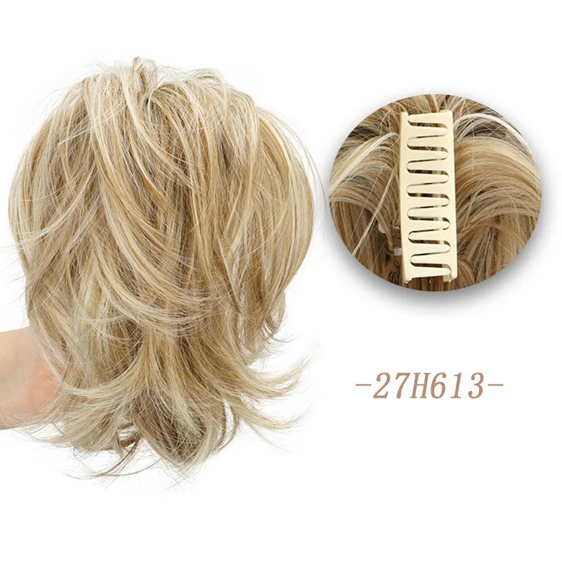 Short Layered Straight Claw Clip Ponytail Extension for Women