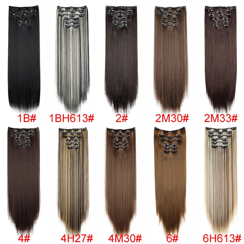 24-Inch Long Straight Clip-In Hair Extensions for Women - 3