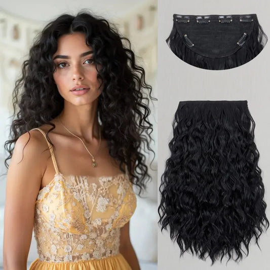18-Inch Wavy Curly One-Piece Clip-In Hair Extension