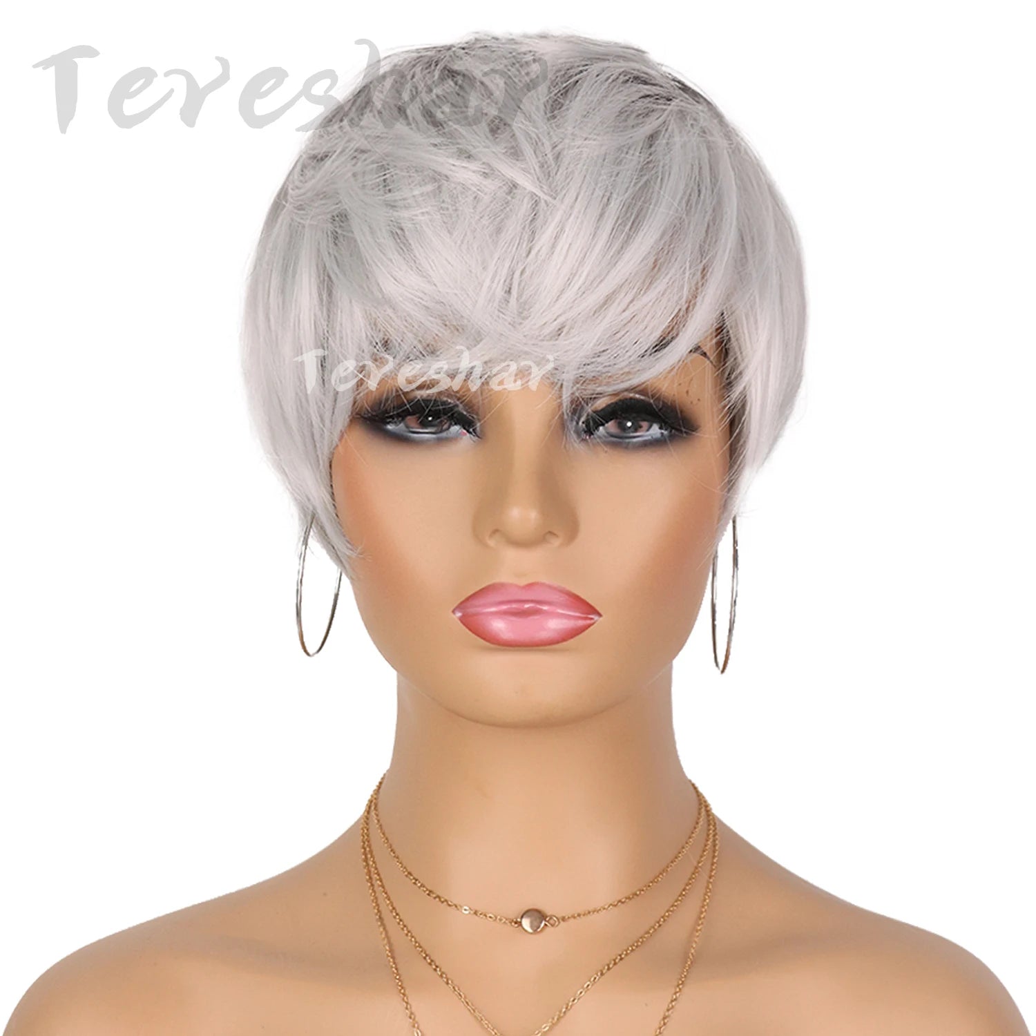 Short Pixie Cut Layered Wig with Bangs for Women Daily Styling - 17