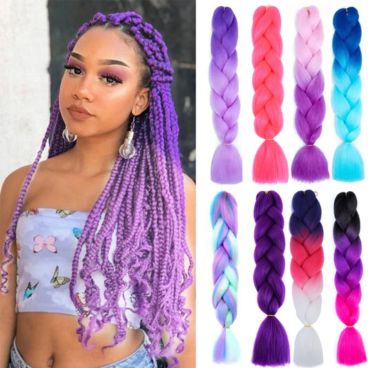 24-Inch Long Synthetic Jumbo Braiding Hair Extensions