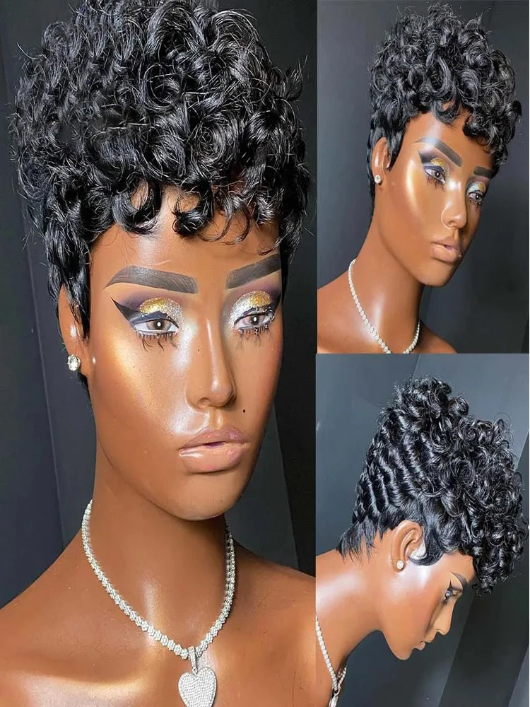 Short Curly Pixie Cut Wig for Daily Wear - 7