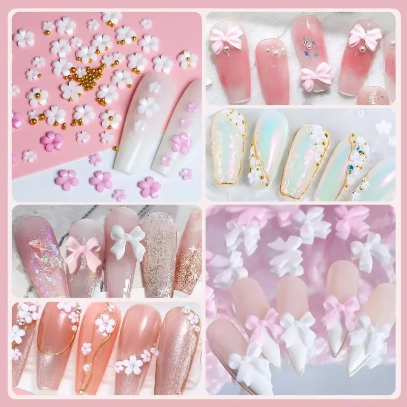 3D Mixed Bowknot and Flower Nail Art Decoration Charms Set