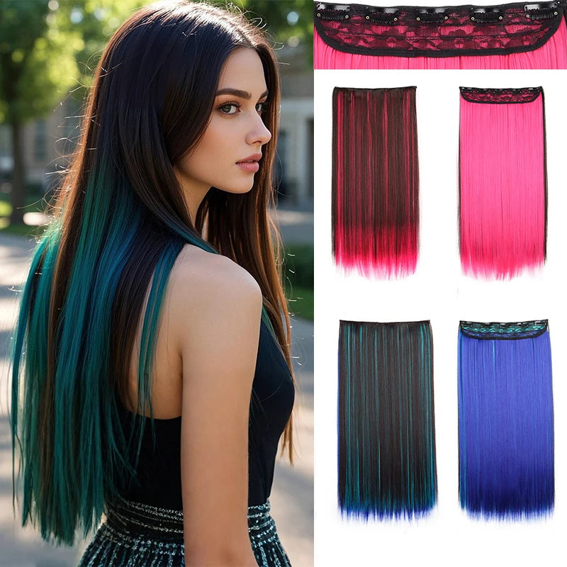 Long Straight One Piece Clip In Hair Extensions for Women