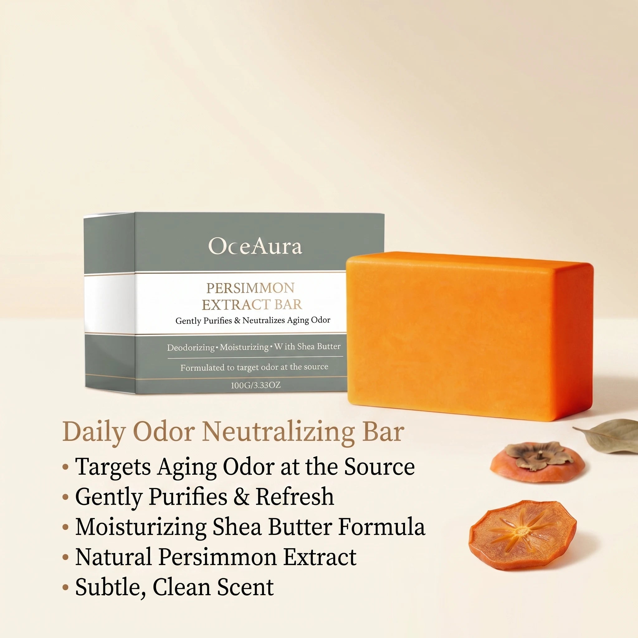 Persimmon Extract Deodorizing Body Soap for Aging Odor and Skin Care - 2