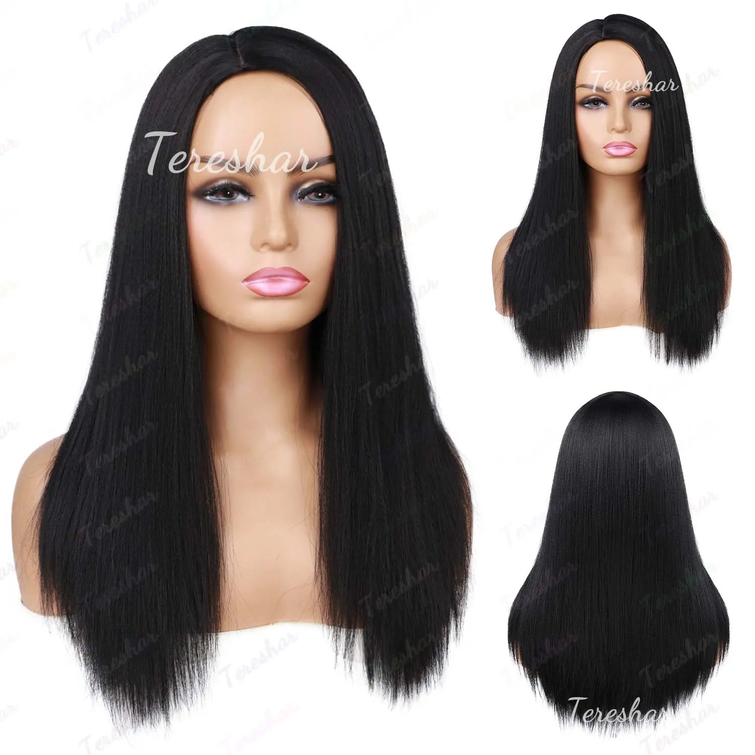 Straight Yaki Texture Synthetic Wig for Daily Wear - 6