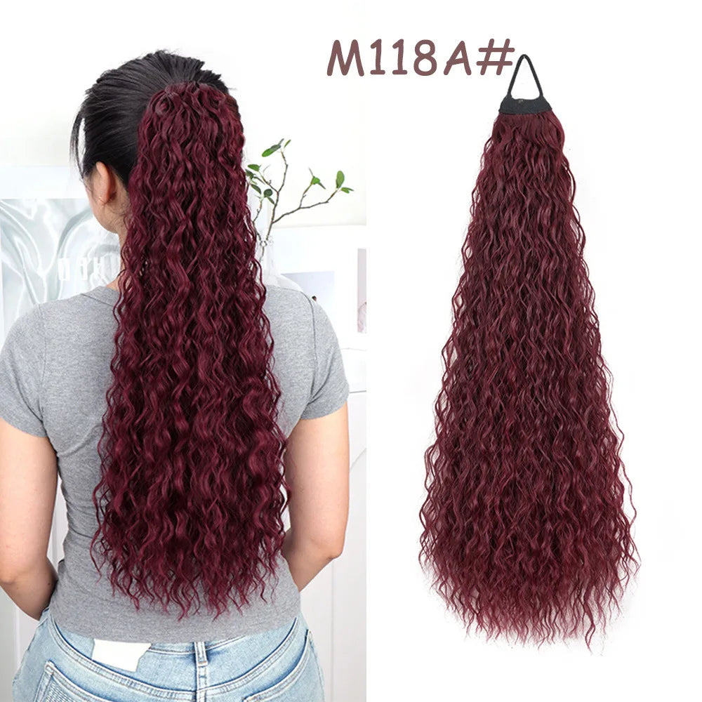 Long Wavy Curly Ponytail Hair Extension for Daily Voluminous Styles - 17