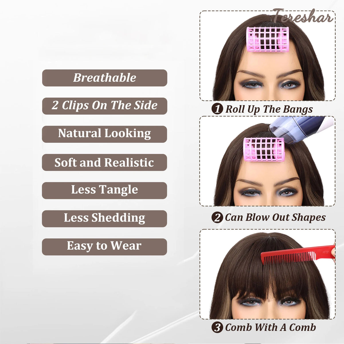 Long Wavy Synthetic Wig with Bangs for Daily Use and Parties