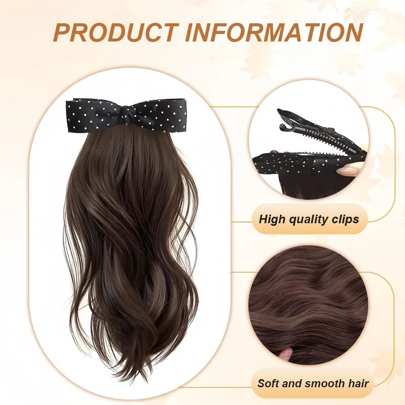Wavy Ponytail Hair Extension with Bow Clip