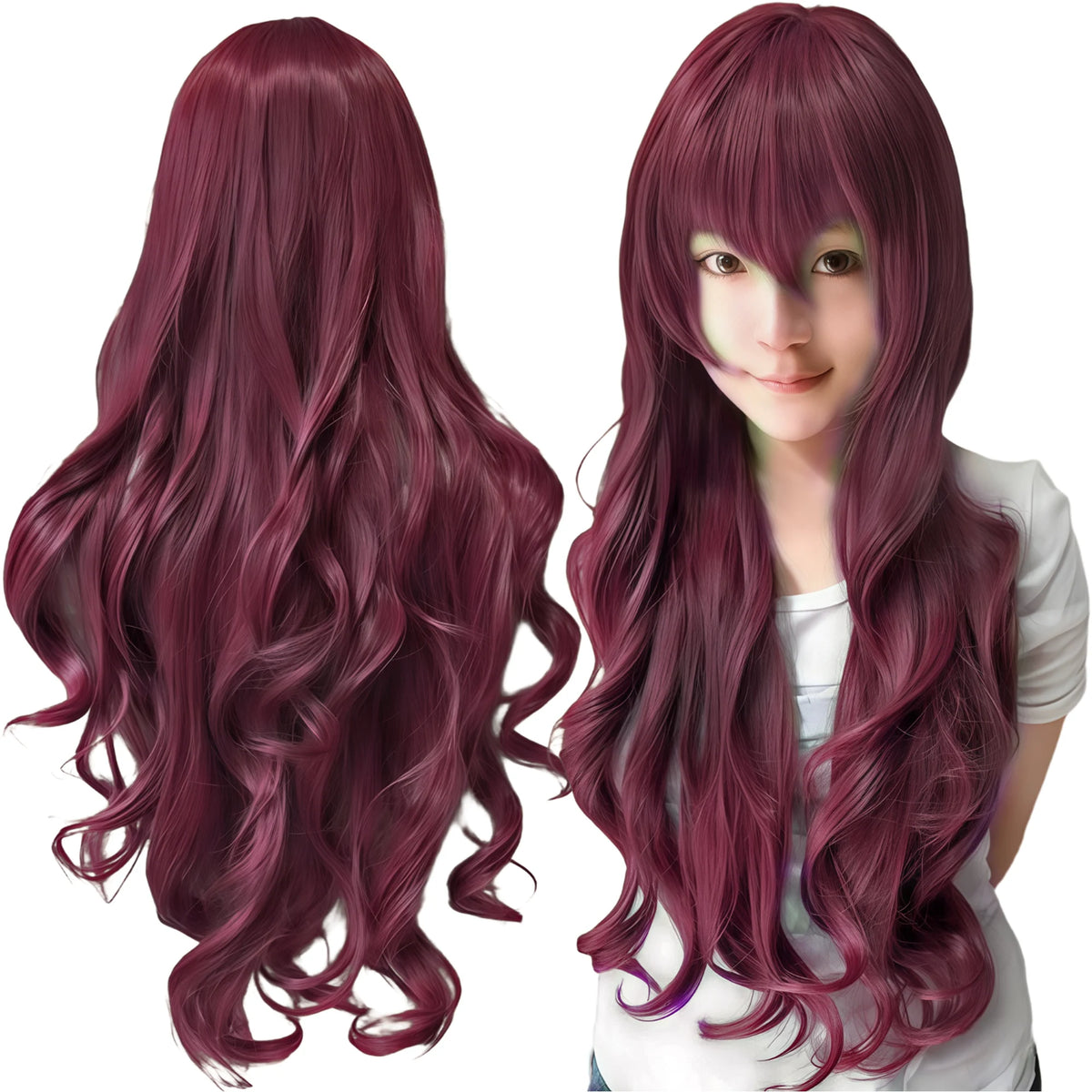 Long Curly Mint Green Synthetic Wig for Cosplay and Costume Parties