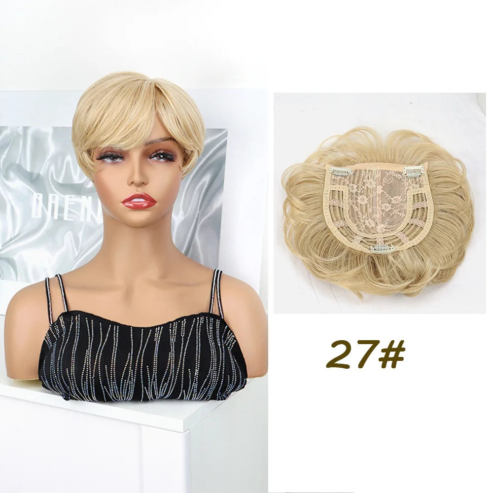 Short Fluffy Hair Topper with Bangs for Thinning Hair - 14