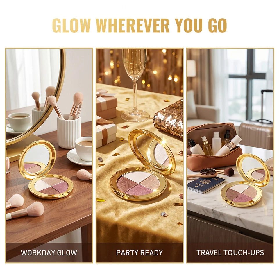 4-in-1 Highlighting and Contouring Face Palette for Eyes and Cheeks
