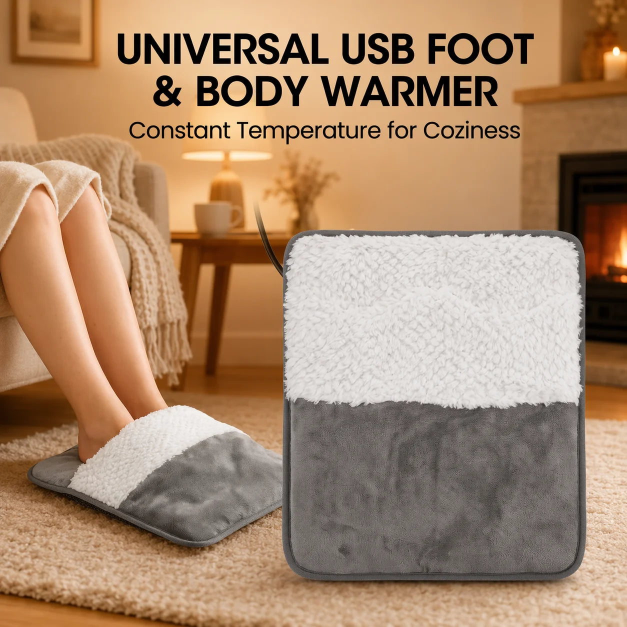 USB Heated Foot Warmer Mat for Office and Home Desk Use - 7