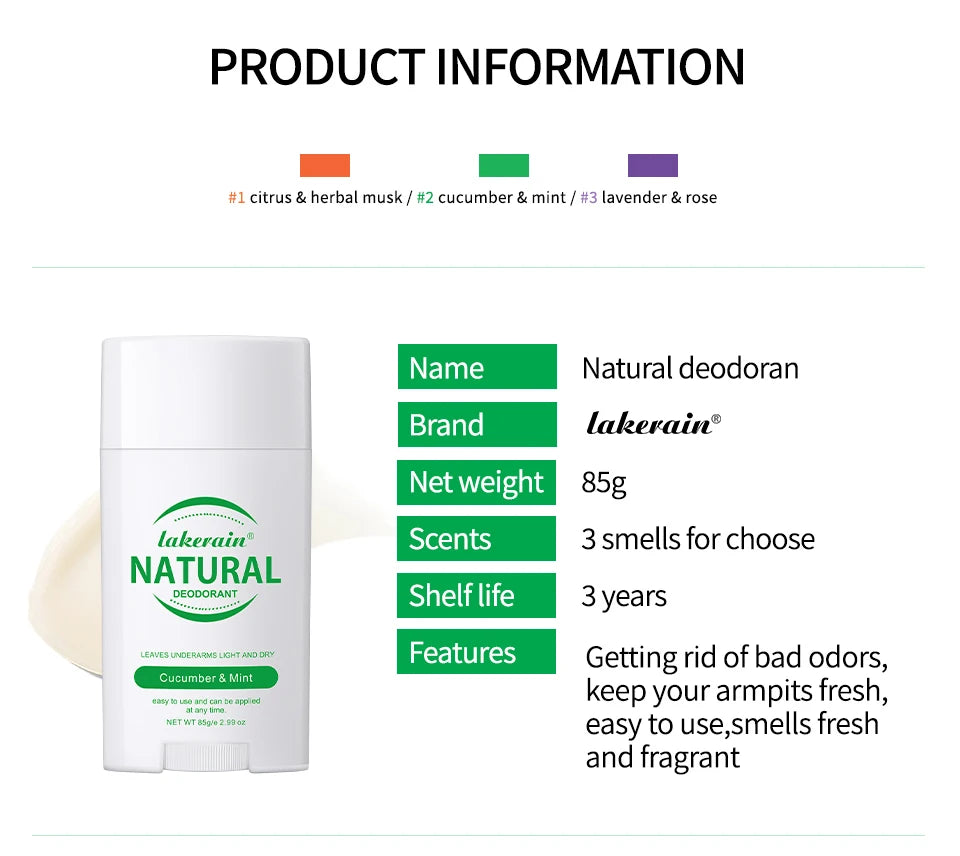 Natural Long-Lasting Solid Deodorant Stick for Fresh Underarm Care - 18