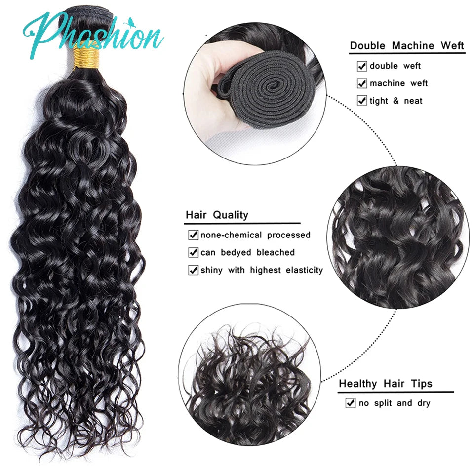 Water Wave Brazilian Human Hair Bundles - 2