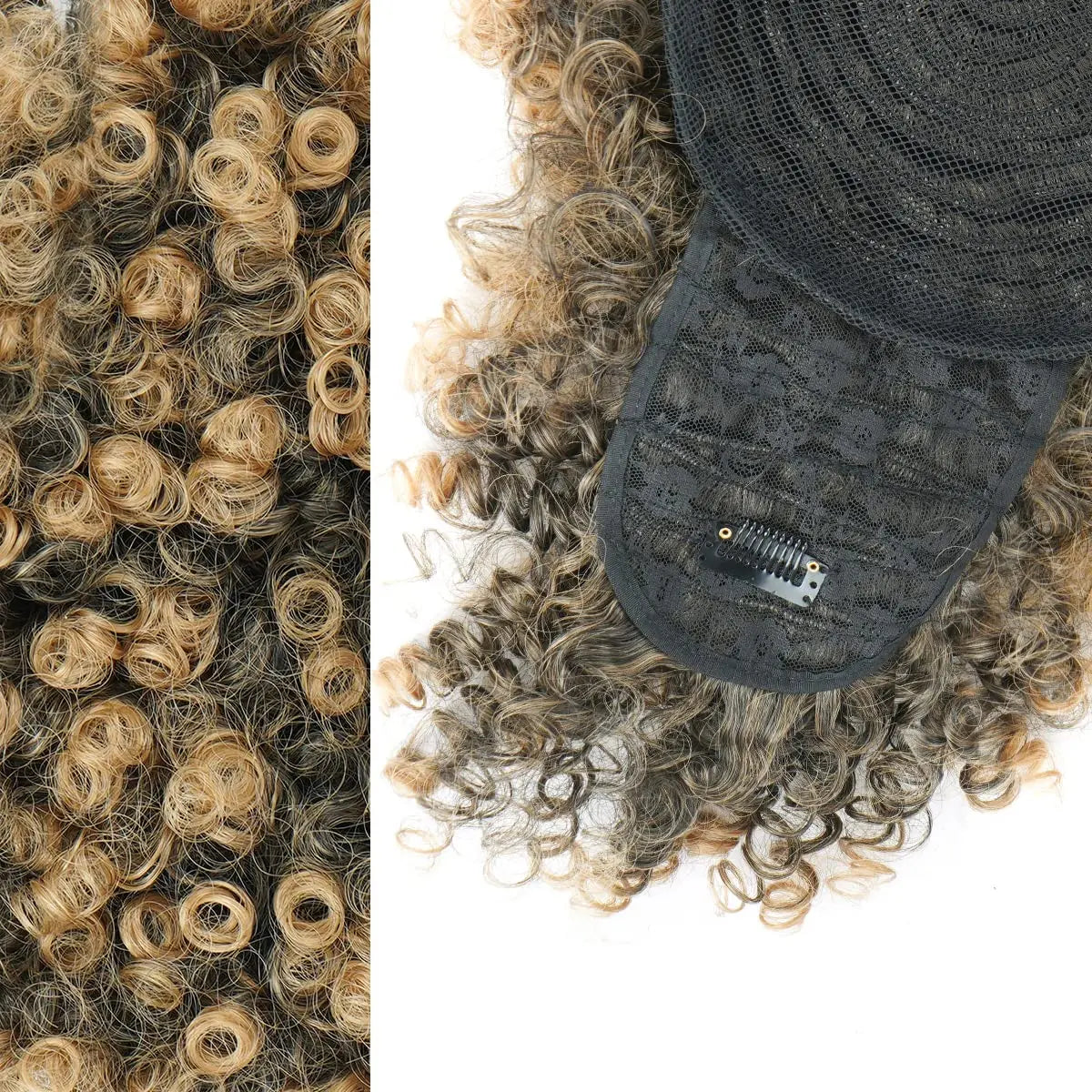 Curly Afro Puff Ponytail Extension with Bangs