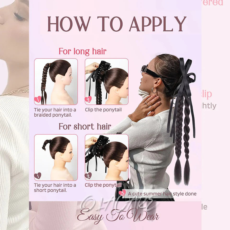 Long Clip-In Bubble Braid Ponytail Hair Extension for Daily Styling - 11