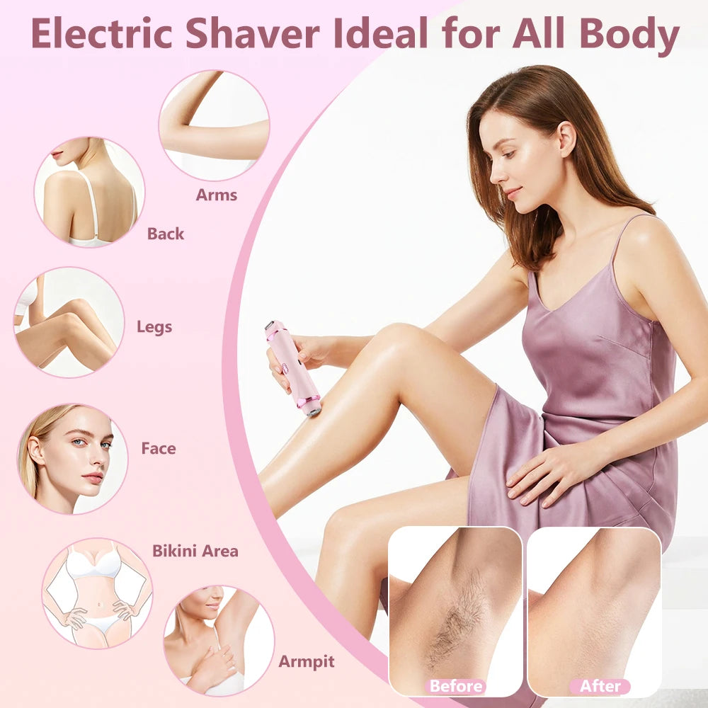 Dual-Head Painless Electric Body and Bikini Hair Trimmer for Women - 9